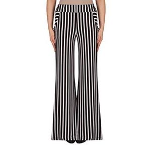 Rayon flare striped pants.